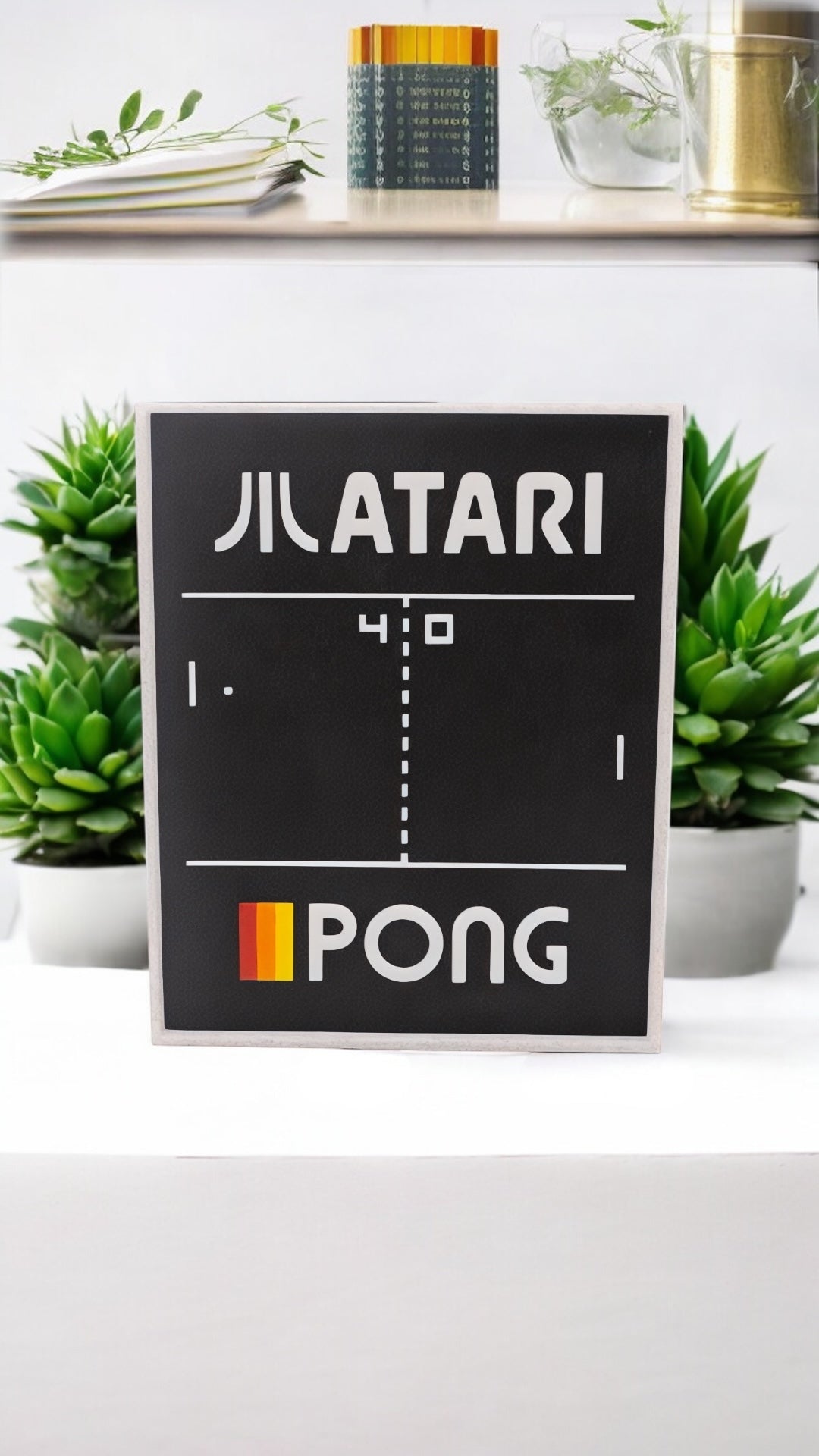 Atari Pong Wall Sign 3D Printed Retro Gaming Pixel Scoreboard Decor