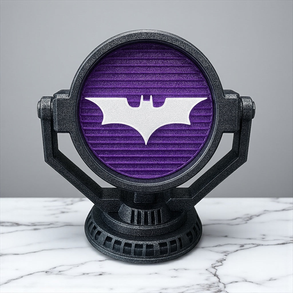 Batman Inspired Coaster Set & Display Stand       Unique Emblems with Bat‑Signal Holder