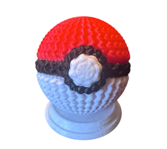 Knit‑Texture Poké-Ball Figurine     3D‑Printed Display with Base (Fan‑Inspired Collectible)