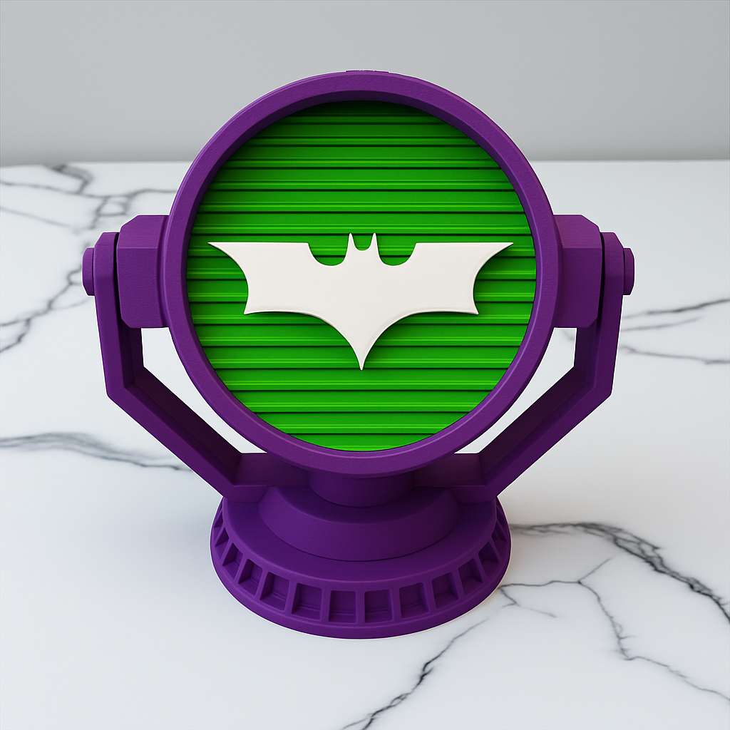 Batman Inspired Coaster Set & Display Stand       Unique Emblems with Bat‑Signal Holder
