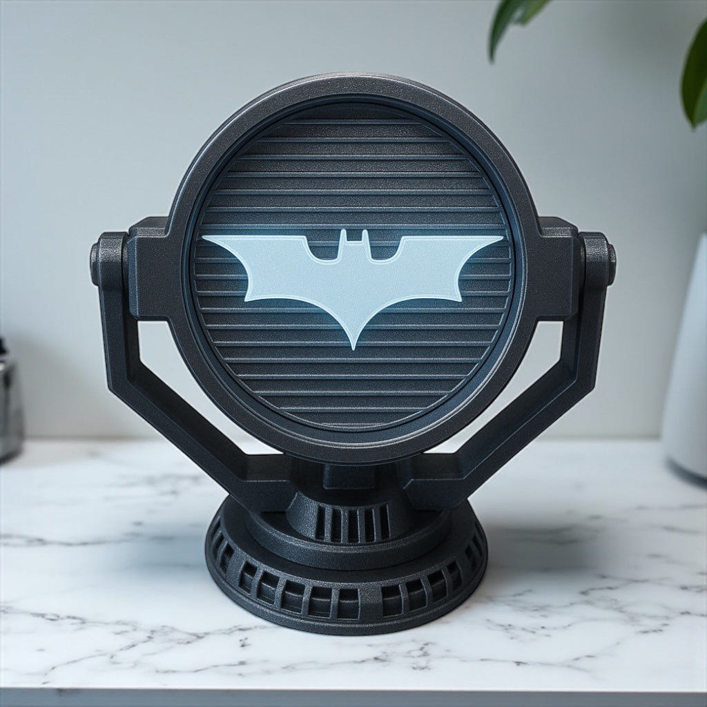 Batman Inspired Coaster Set & Display Stand       Unique Emblems with Bat‑Signal Holder